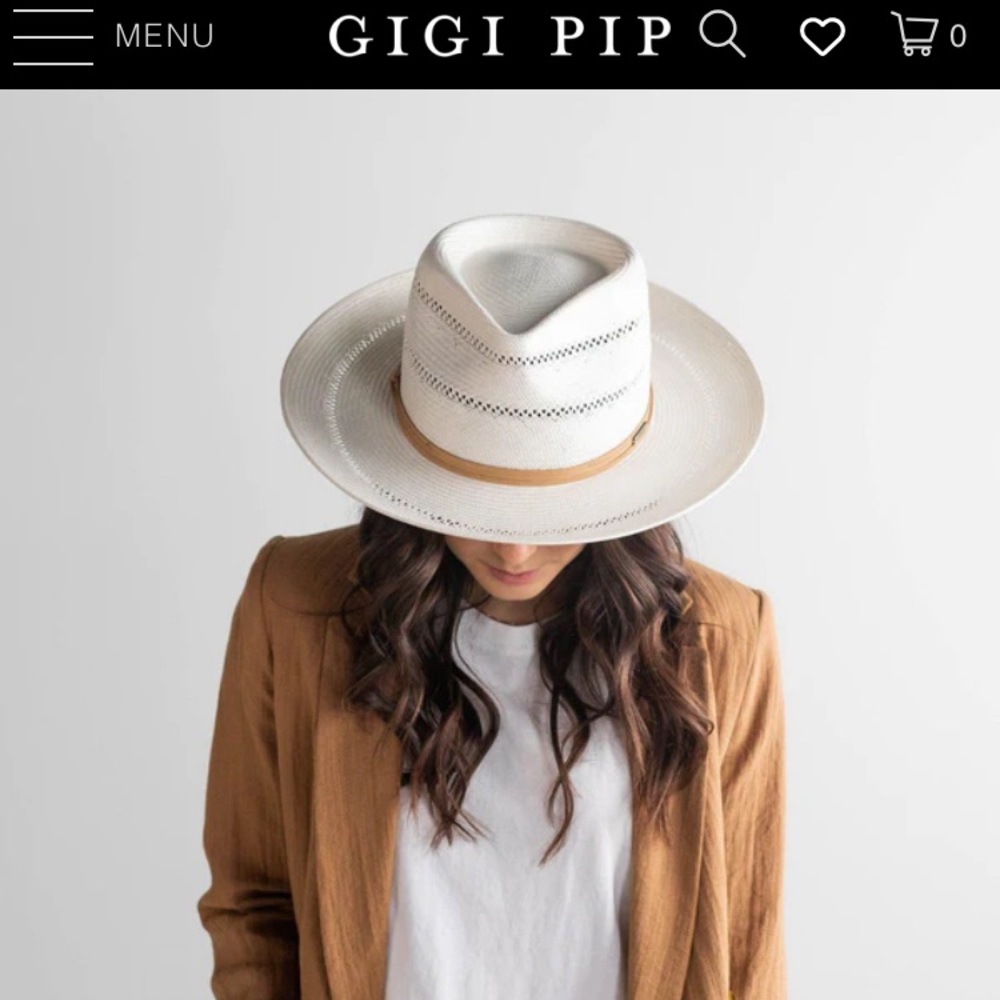 Gigi Pip Arlo Straw Teardrop Fedora - Tan Band